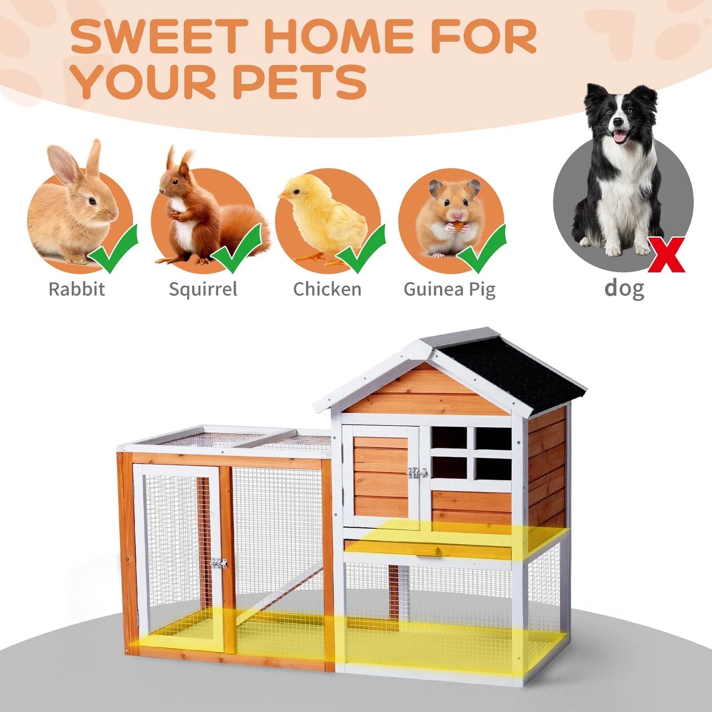 Guangdong Wooden Hutch Chicken Coop With Ramp Nesting Box Outdoor Yard