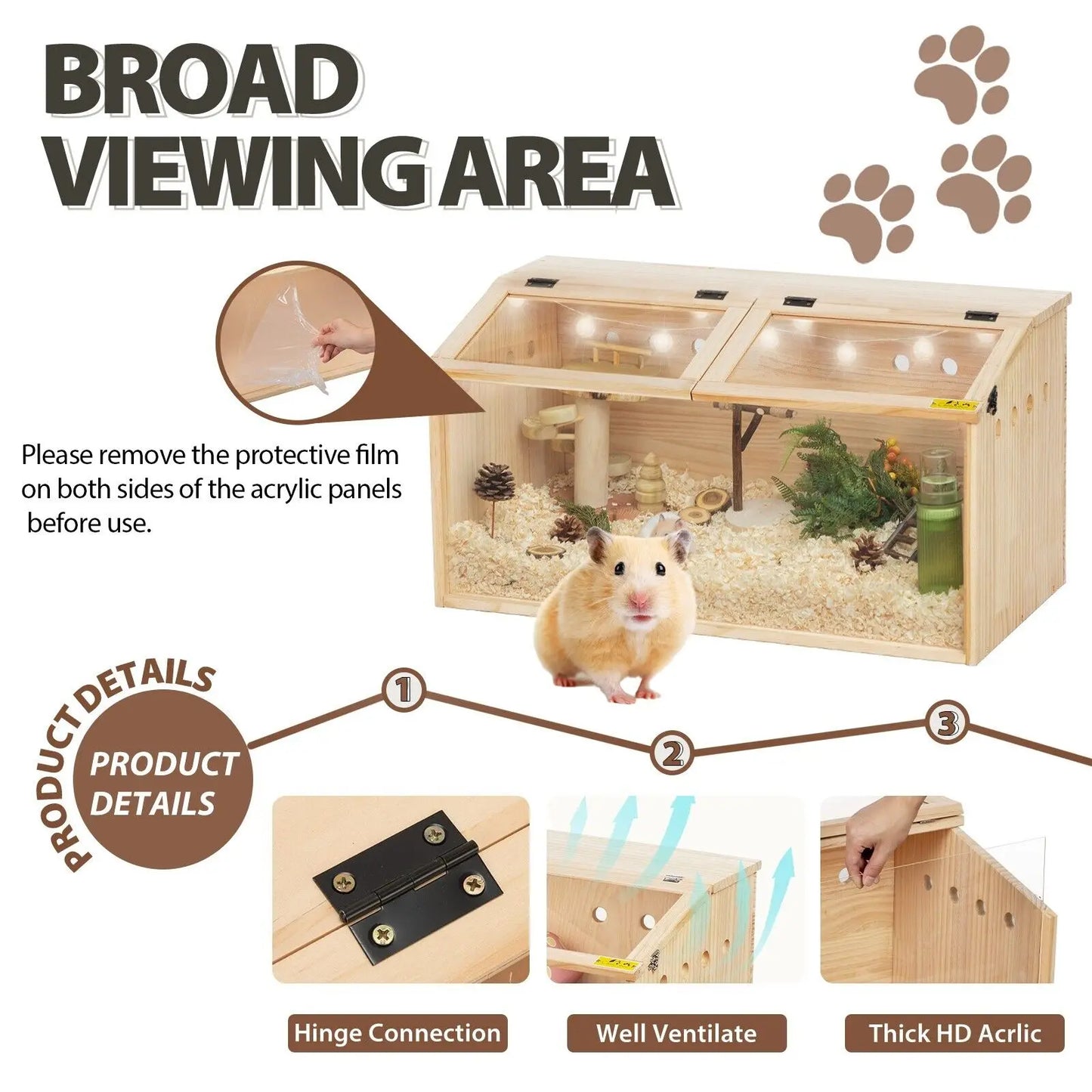 Wooden Hamster Cage With Openable Top Hutch For Small Animals