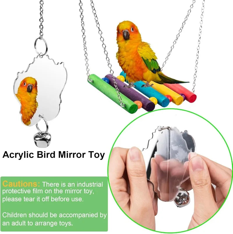 CN Zhejiang Seven Piece Wood Bird Toys Parakeet Perch Set