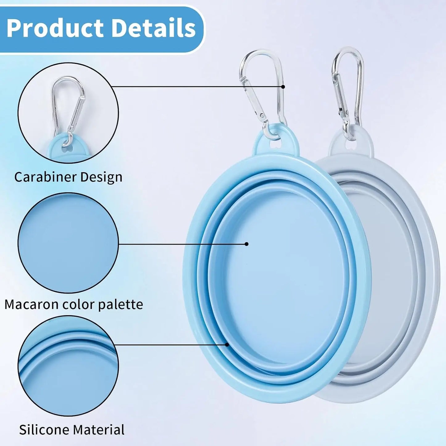 Collapsible Dog Bowls 2Pack Silicone Foldable Travel Water Dish