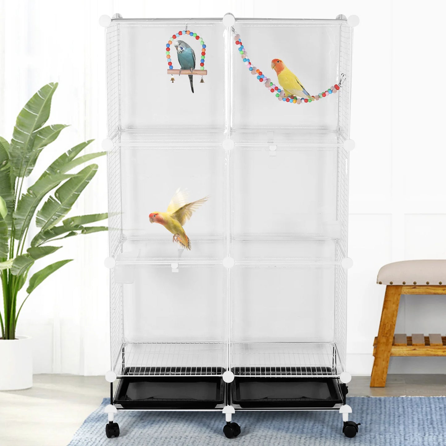 Large Bird Cage Multi Level Aviary With Removable Tray Parrot