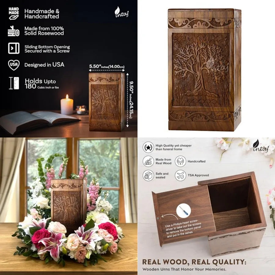Wooden Tree Of Life Cremation Urn For Human And Pets