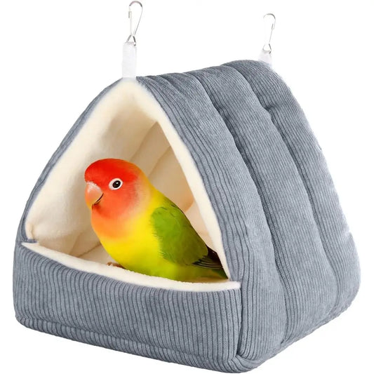 Cloud-Soft Winter Warm Bird Bed Cage With Plush Hammock Hut