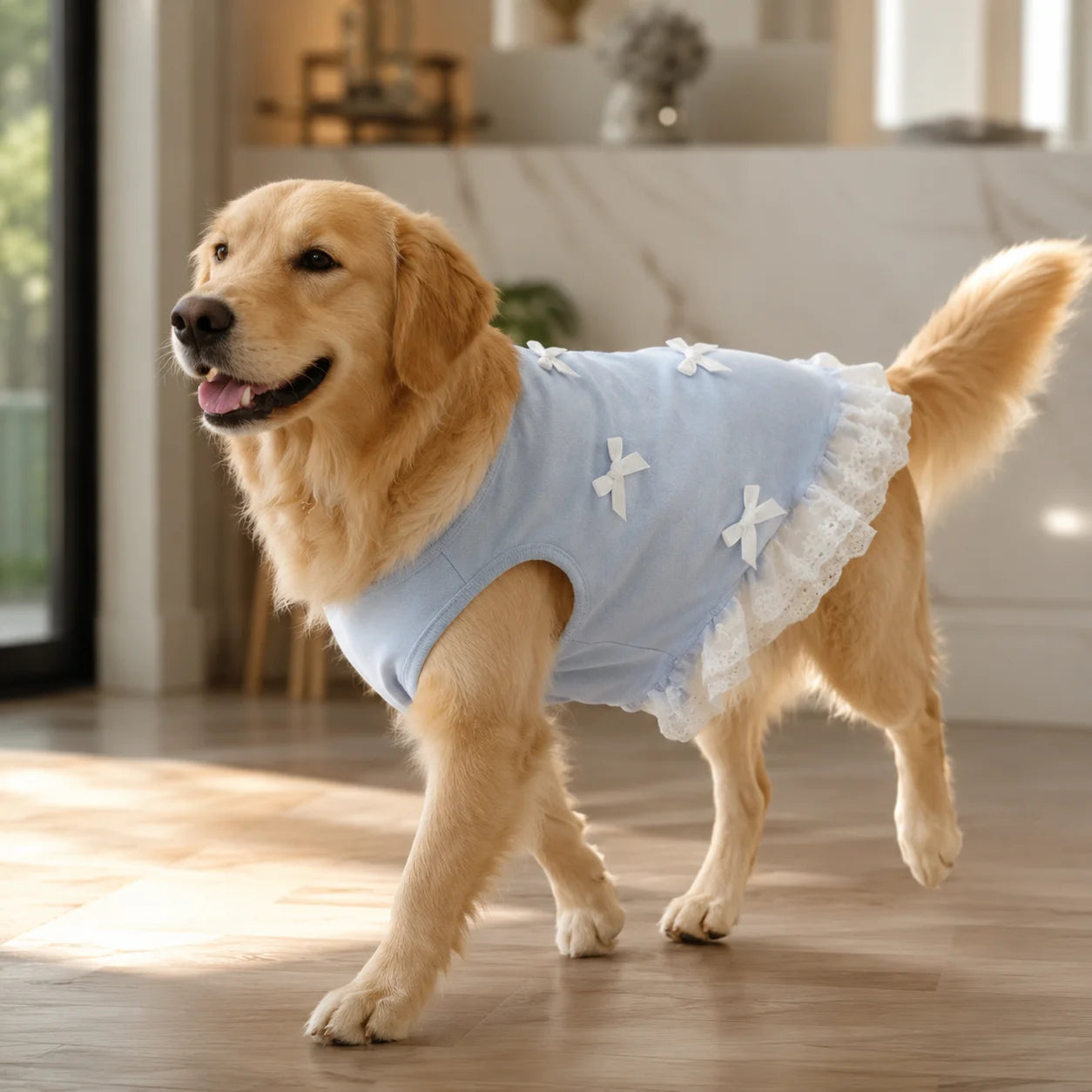XMSJ Dog Vest Shirt With Lace Hem Bowknots Spring Summer Outfit