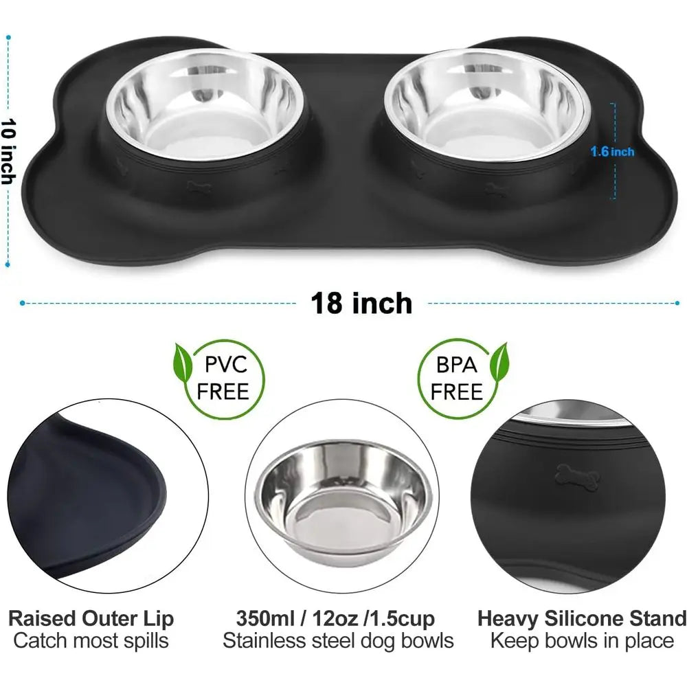 Stainless Steel Dog Bowls No Spill Non Skid Water Dish