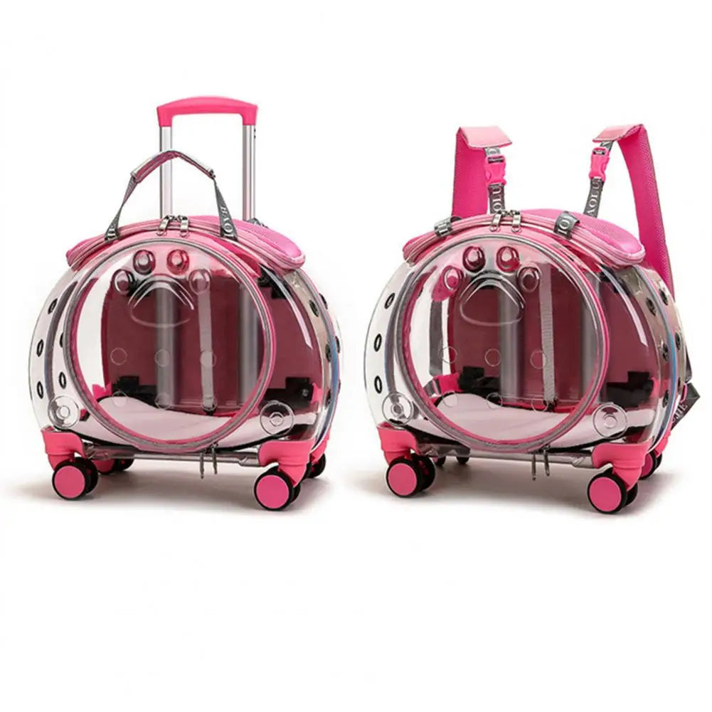 Pet Trolley Case Transparent Cat Carrier Backpack Portable