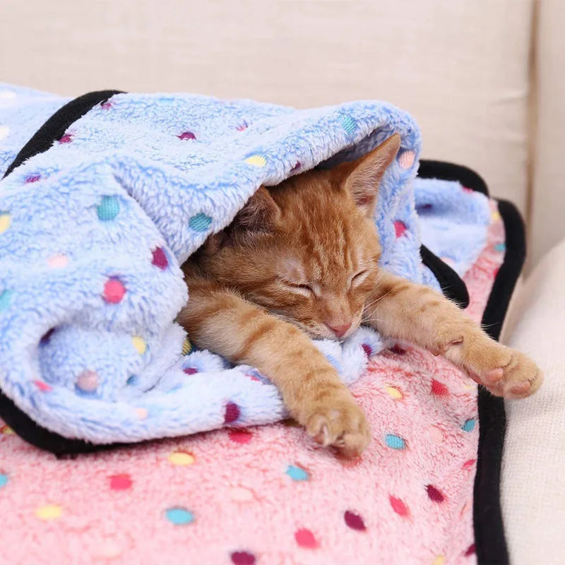 Soft Fluffy Pet Blanket Dot Pattern Ultra Cozy For Pets