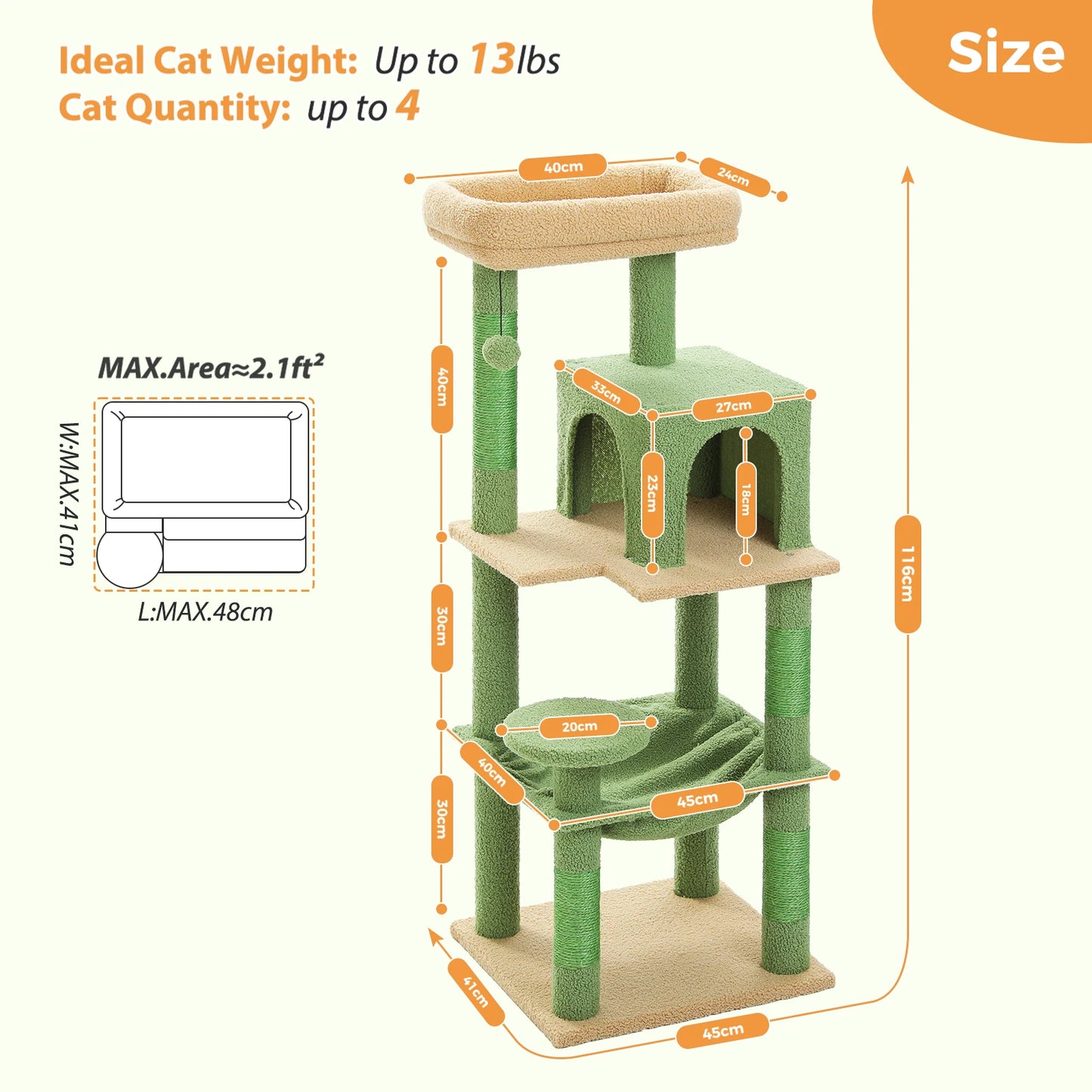 PETEPELACN Cat Tree Indoor Cats Five Level Tower
