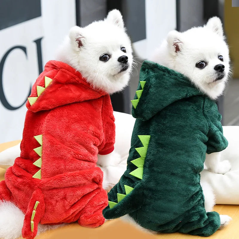WANGMEOW Dinosaur Fleece Dog Jumpsuits Coat Hoodie Winter