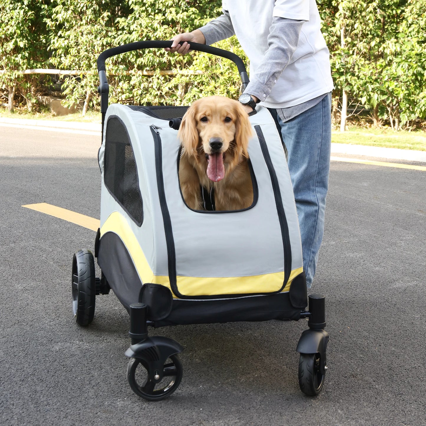 All Breeds Portable Dog Stroller Four Wheel Foldable Carrier