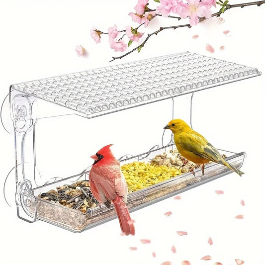 Feature Indestructible Window Bird Feeder With Seed And Water Tray