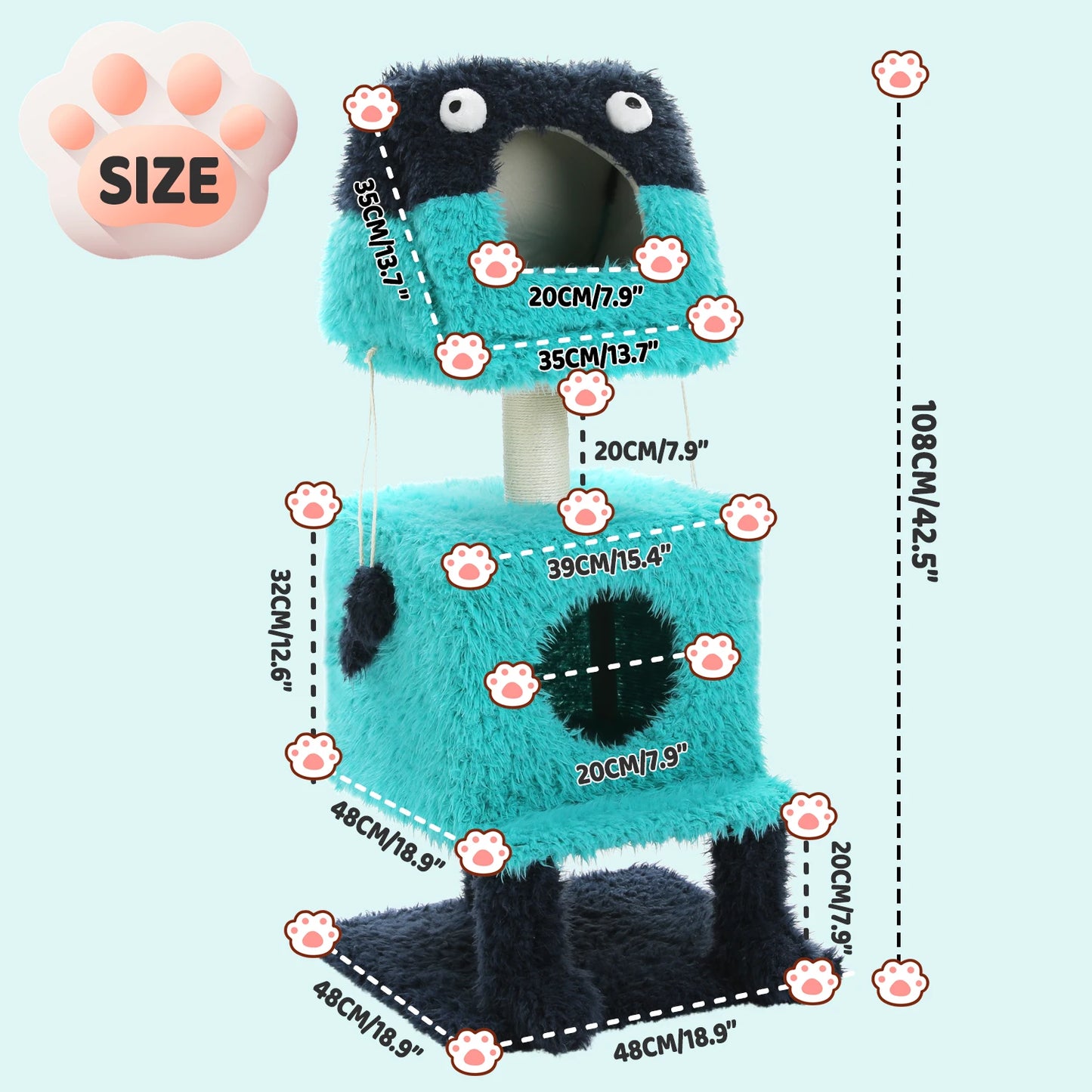 Petepela Monster Series Cat Tree Tower With Scratching Post
