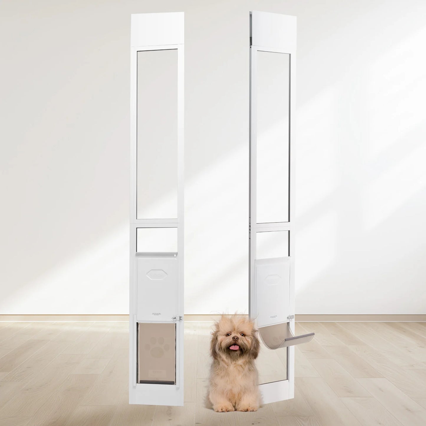 SucceBuy Adjustable Height Dog Door For Sliding Glass Doors Aluminum