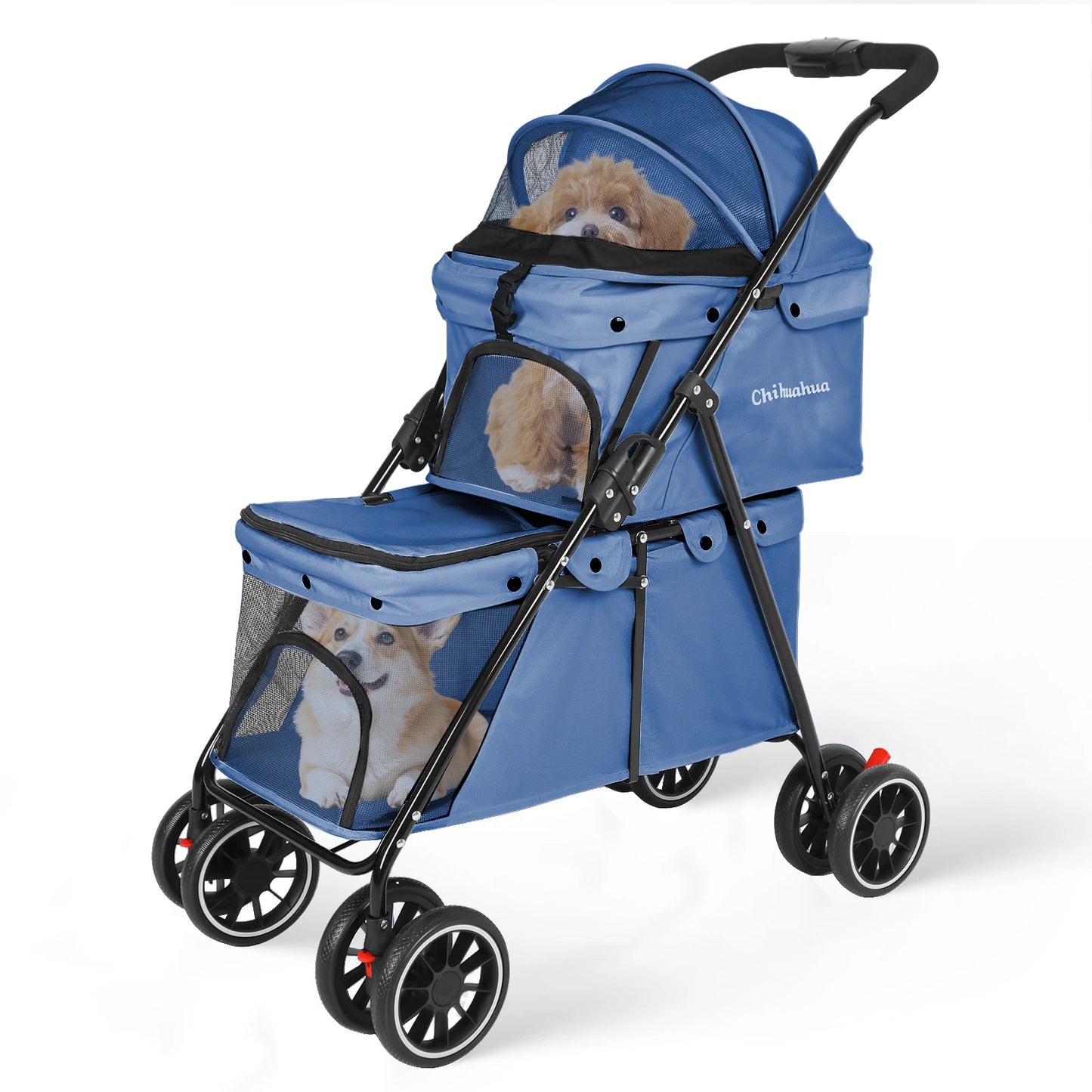 Double Pet Stroller for Dogs and Cats for Two Pets