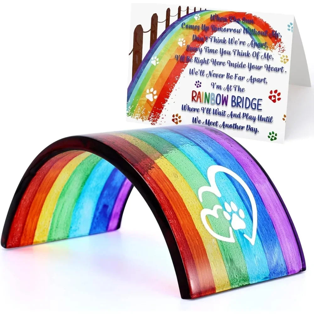 Rainbow Bridge Fused Glass Memorial Gift For Pet Loss