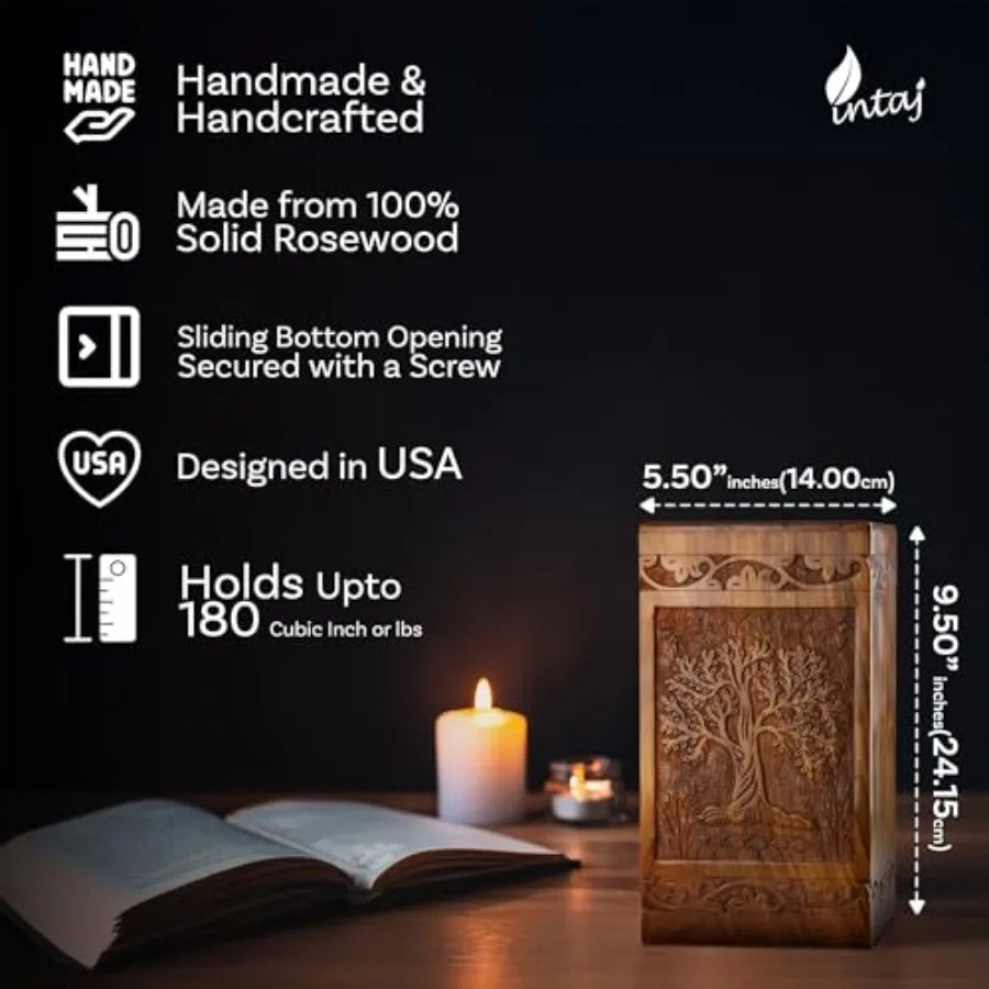 Wooden Tree Of Life Cremation Urn For Human And Pets