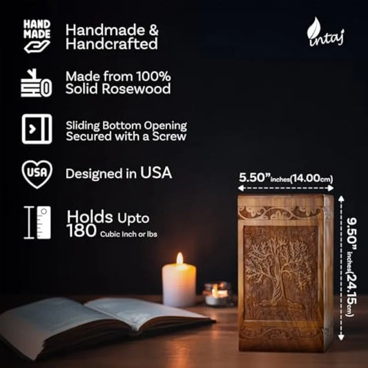 Wooden Tree Of Life Cremation Urn For Human And Pets