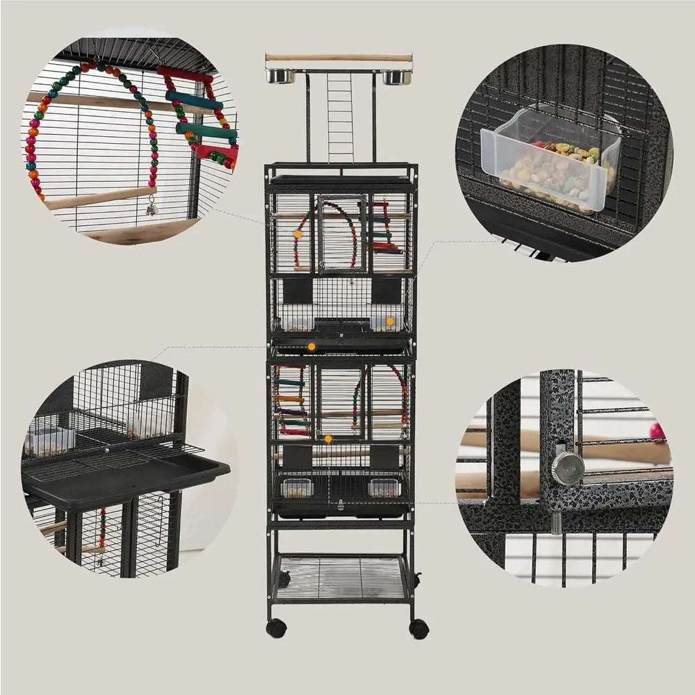Double Parakeet Cage Stackable Divider For Medium Birds