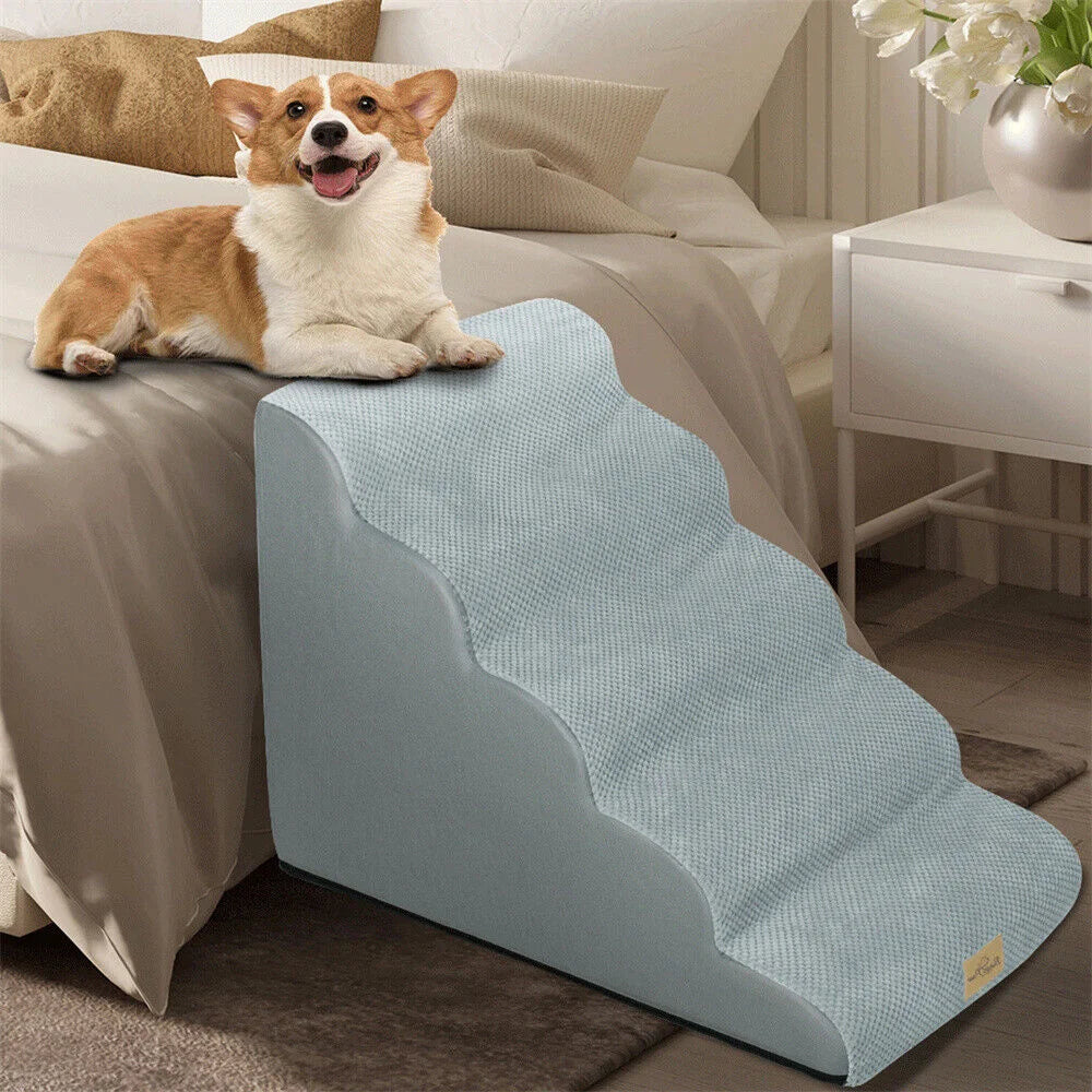 Dog Door 5 Step Ramp for Pets High Beds and Sofas Removable Washable Cover