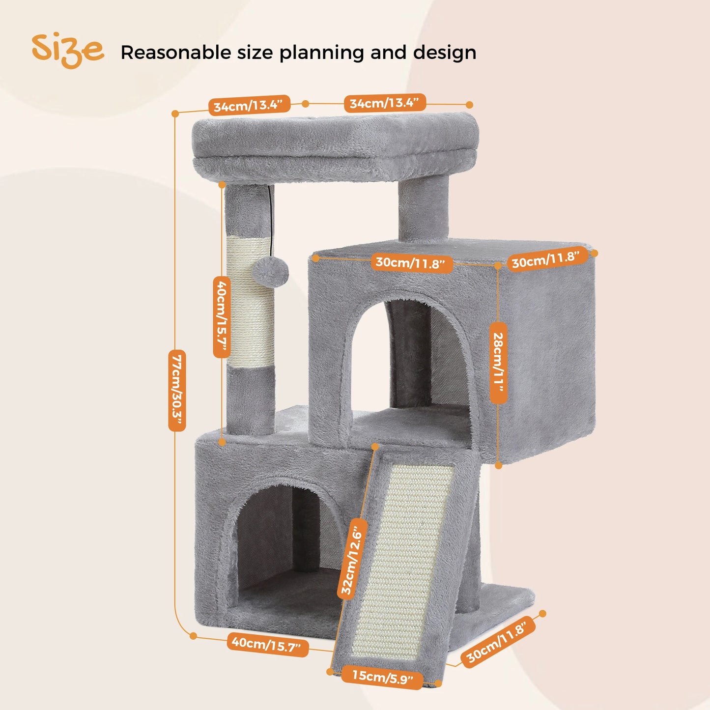 PEQULTICN Large Cat Tree Indoor Multi-Level Tower With Scratching Post