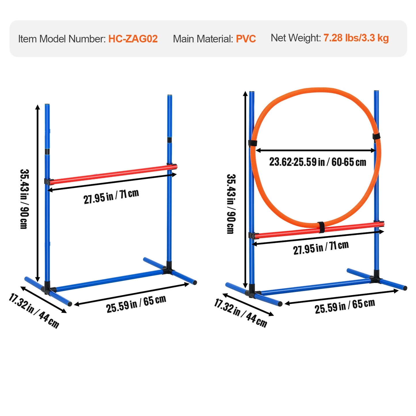 SucceBuy Dog Agility Training Equipment 4Piece Set With Adjustable Hurdles