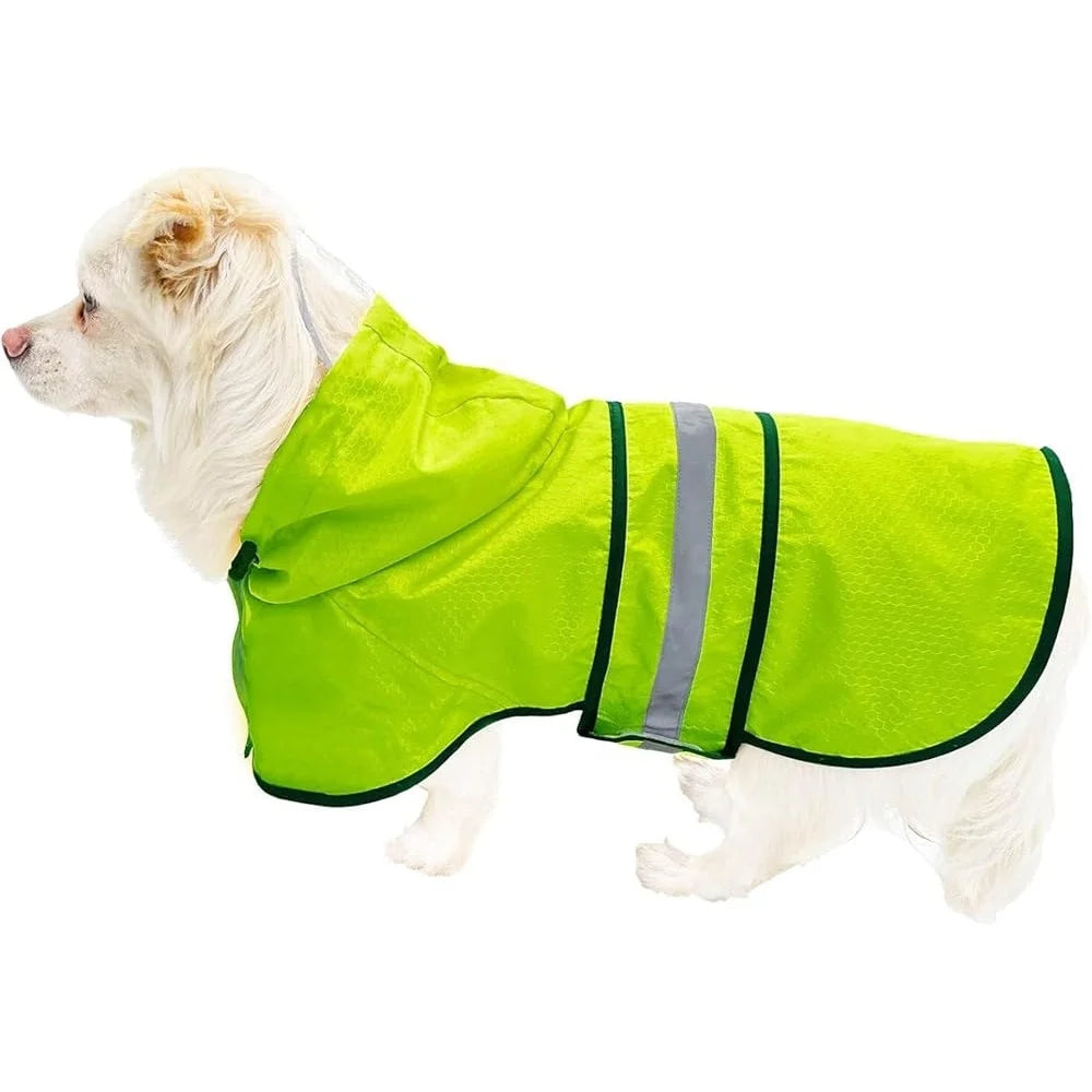 High Concerned Waterproof Reflective Dog Raincoat Hooded Slicker Jacket
