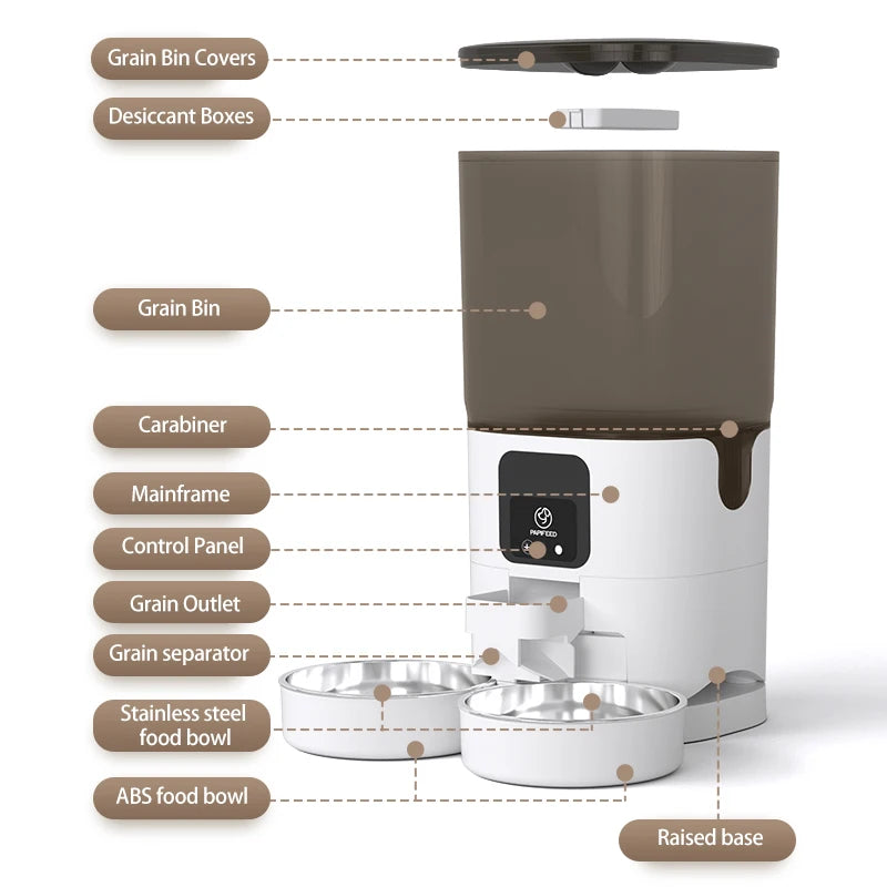 PAPIFEED Smart Double Bowl Automatic Pet Feeder With WiFi Timer