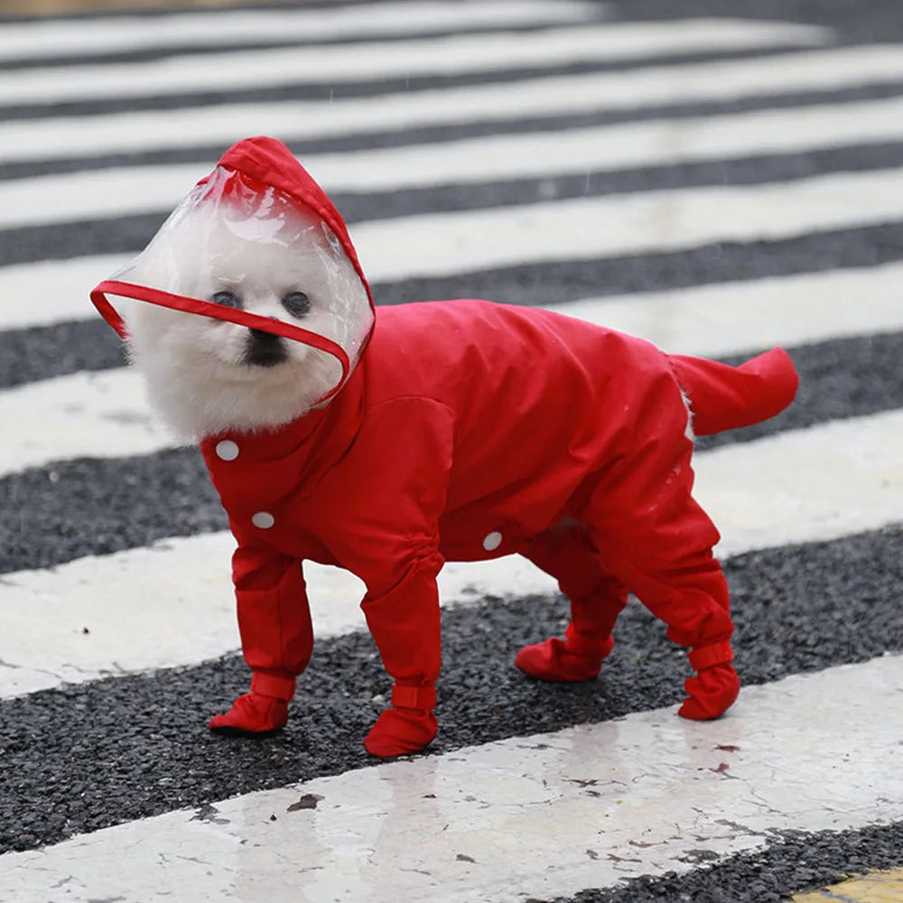 Dog Raincoat With Hooded Rain Boots For Small Dogs