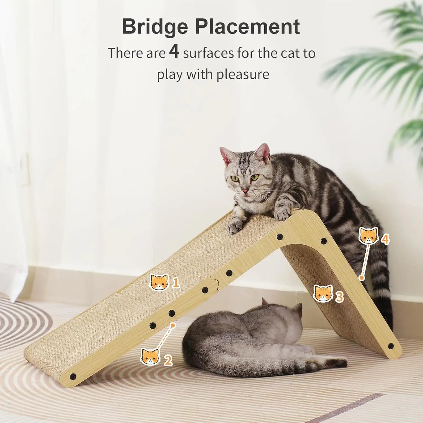 Cat Scratching Board L Shaped Wall Mounted Vertical Indoor Toy With Ball