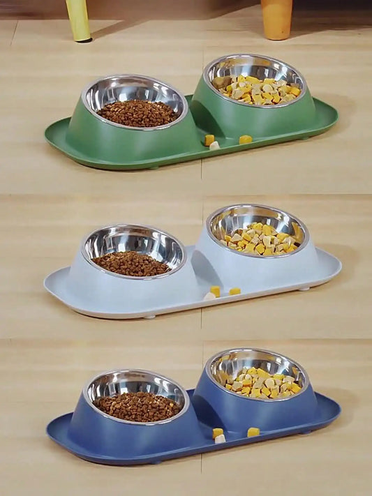 Double Pet Bowls With Non Slip Base Ceramic Food Water
