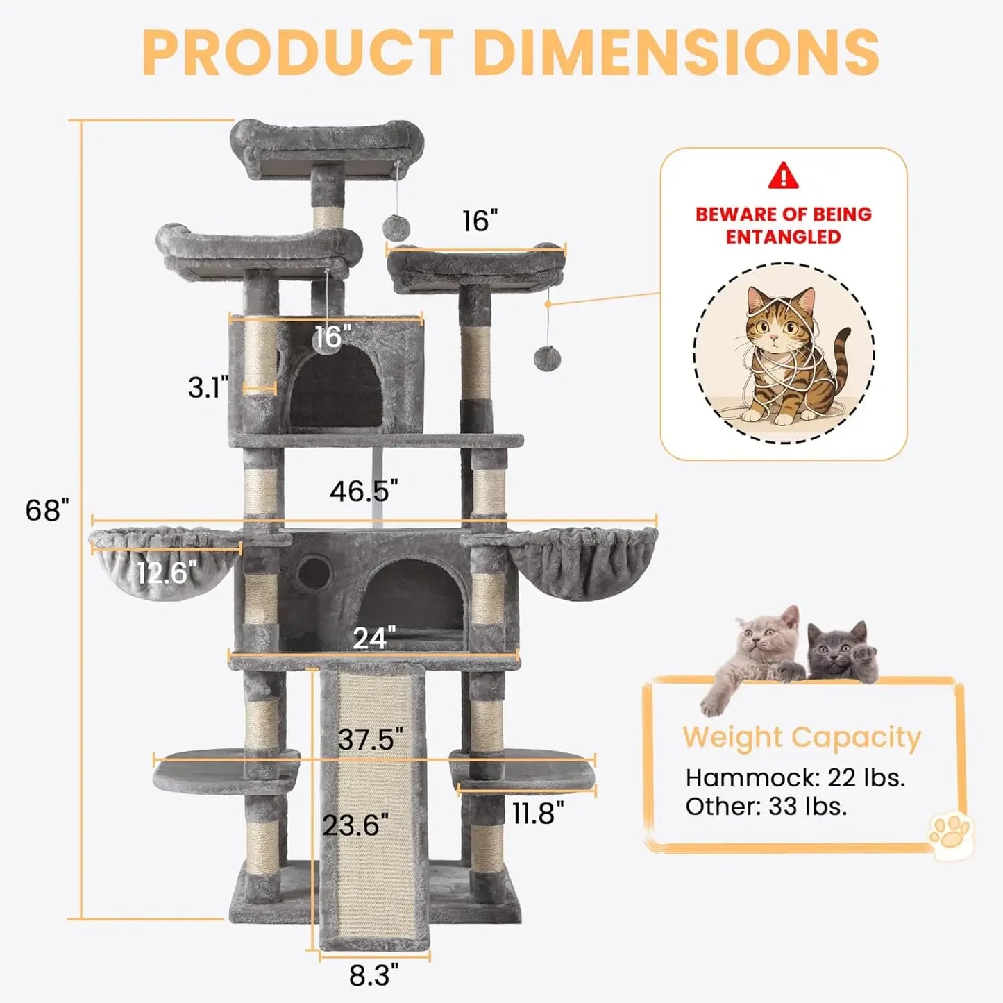 XMSJ Multi Level Cat Tree For Large Cats With Condo
