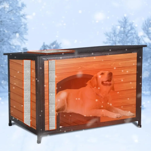 GUANGBAI Outdoor Insulated Dog House with 6-Sided All-Round Foam