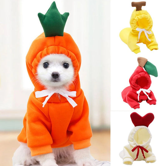 Fruit Print Dog Hoodie Fleece Coat for Pets Winter Apparel