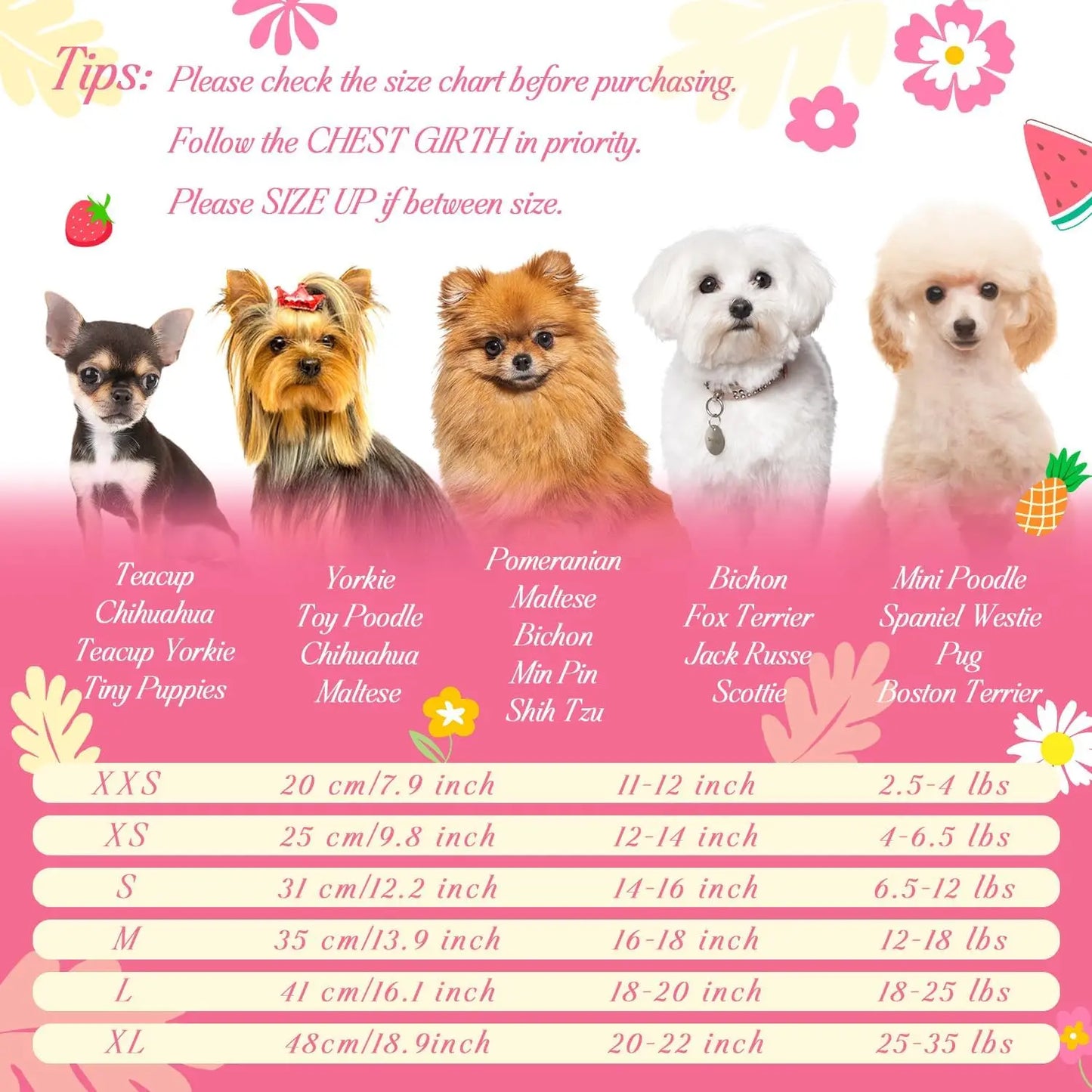 5 Pack Floral Bowknot Dog Dresses For Small Dogs Summer