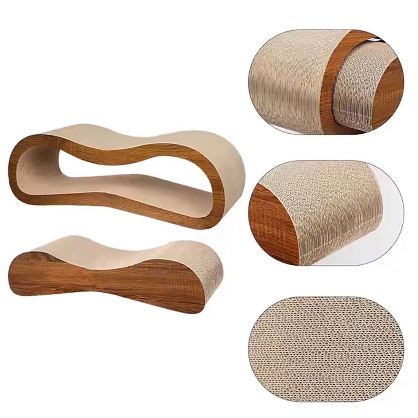 2 In 1 Cat Scratcher Lounge Bed Cardboard Durable Post