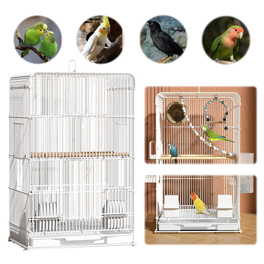 Wrought Iron Bird Cage Parrot Carrier Removable Tray