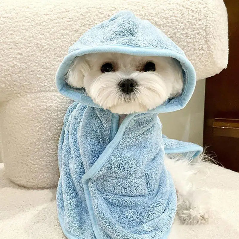 Pet Bathrobe Towel With Cap Soft Absorbent For Dogs