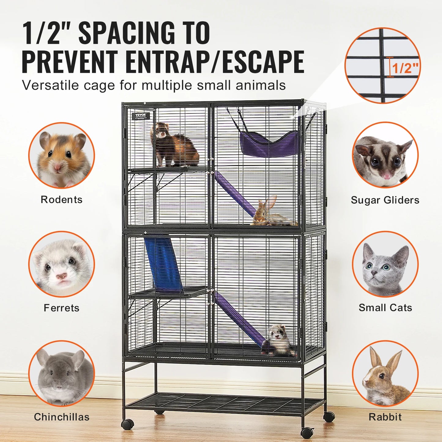 VEVOR Ferret Cage Four Tier Critter Nation Small Animal Cage