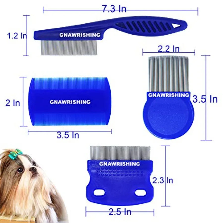 Hign-concerned Flea Comb Set Four Piece With High Strength Teeth For Dog Cat Grooming Tear Stain Removal