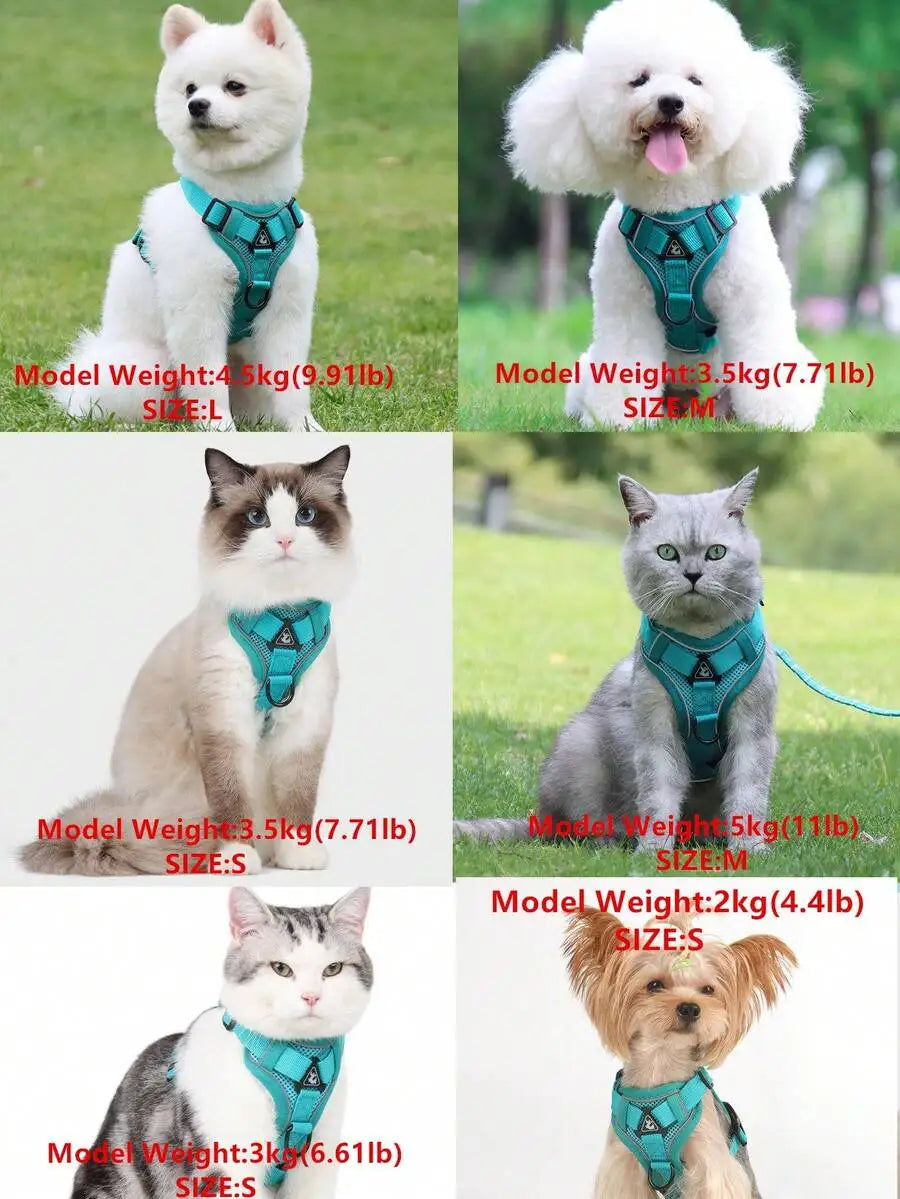 Reflective Pet Harness and Leash Set for Cats and Dogs