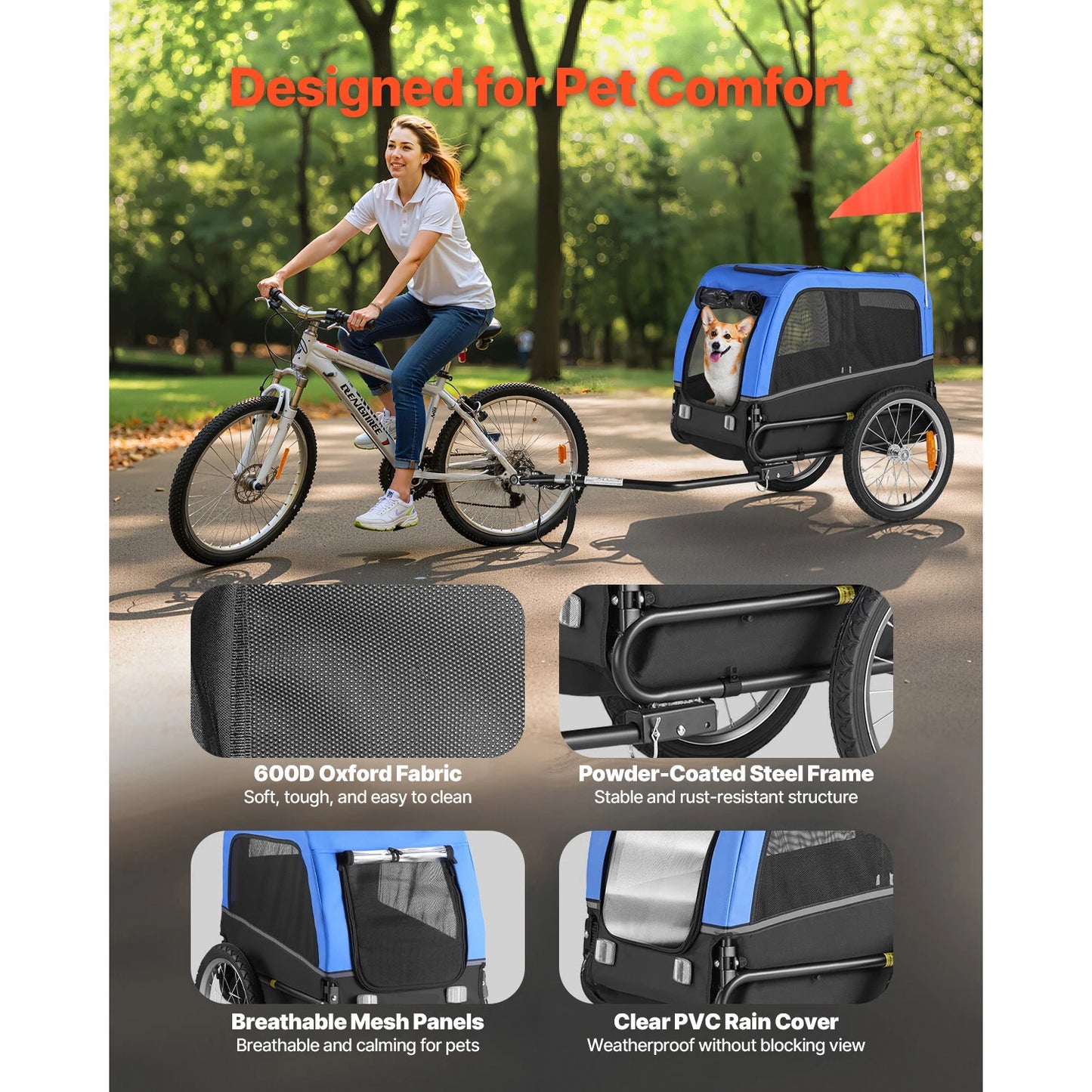 Dog Bike Trailer For Small To Medium Dogs With Quick Release Wheel