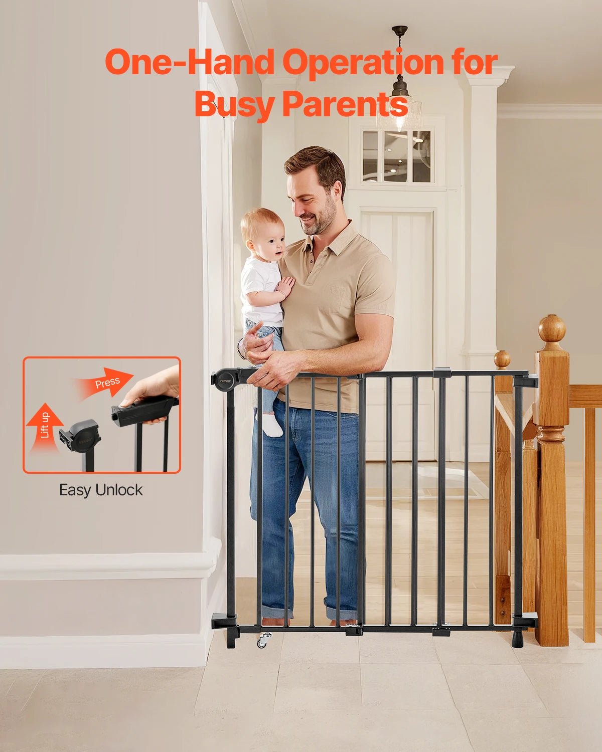 VEVOR Baby Gate Adjustable Width for Child and Pet Safety