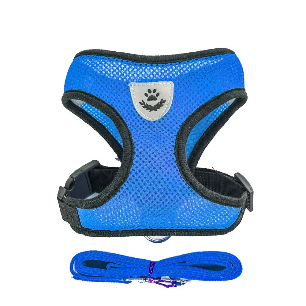 Dog Harness Leash Adjustable Mesh Vest For Walking Pets Daily