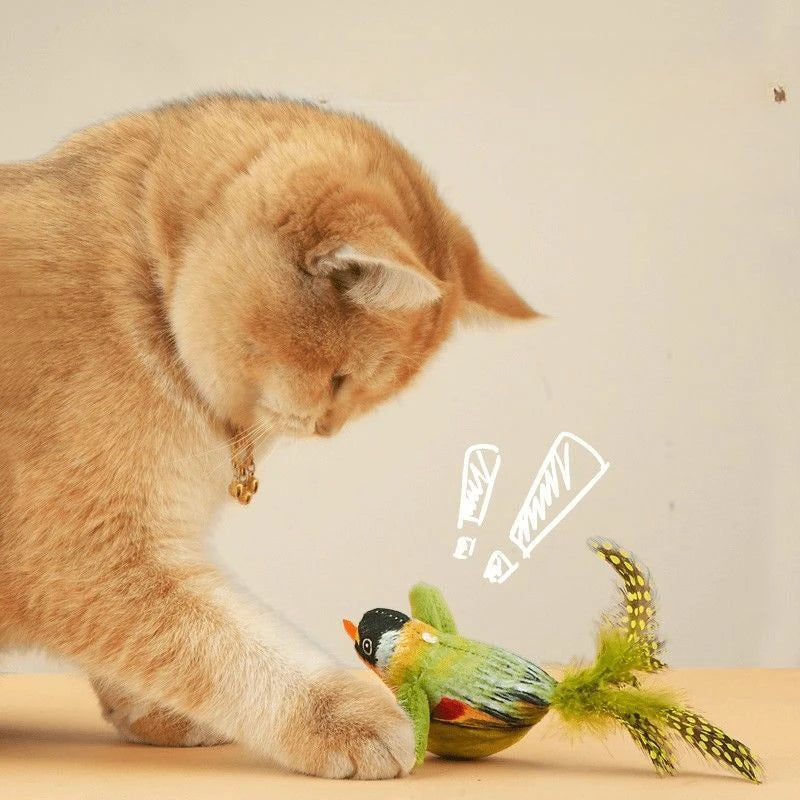 Indoor Interactive Cat Bird Teaser Toy With Realistic Bird Sounds