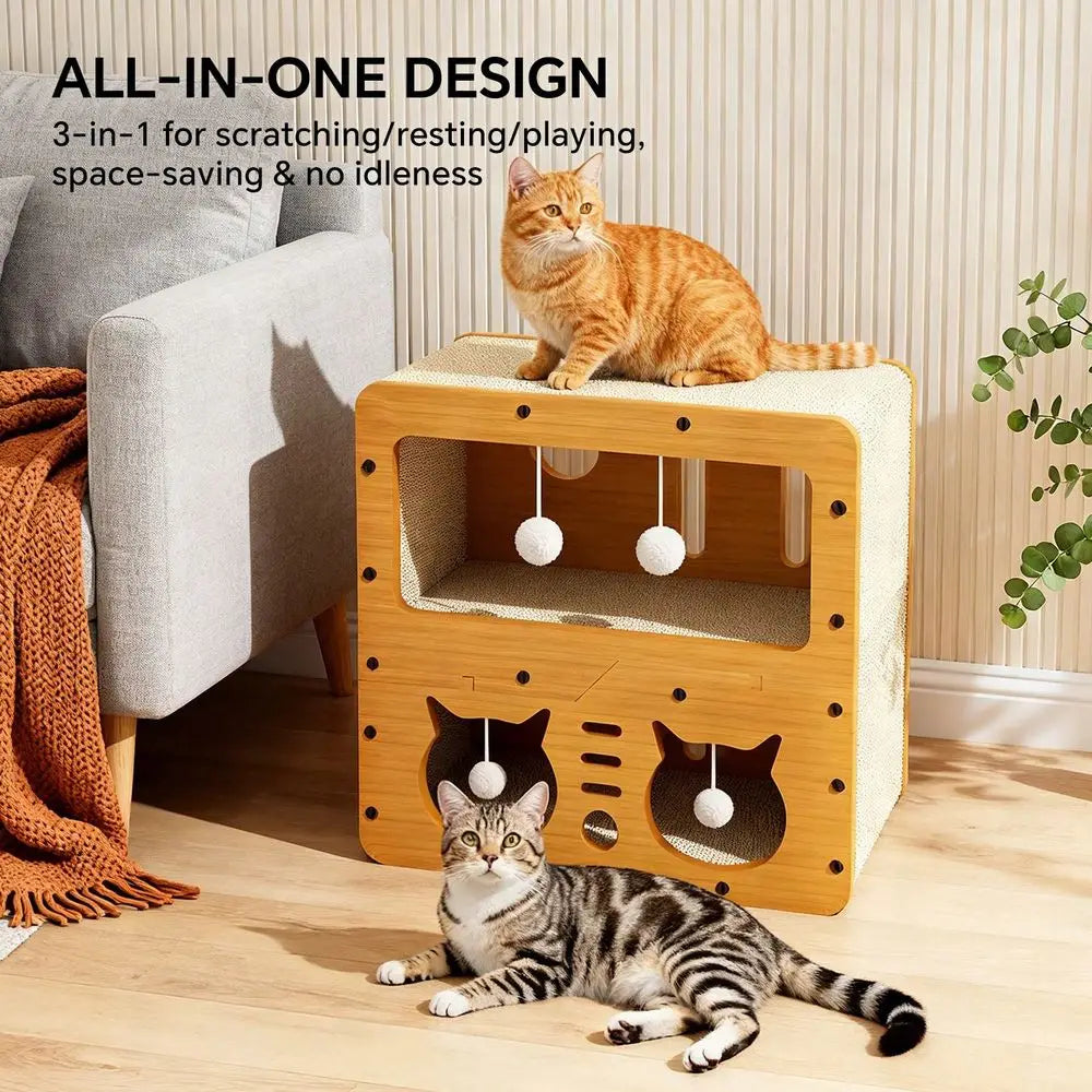 XMSJ Two Story Cat Scratching And Sleeping Corrugated Cardboard