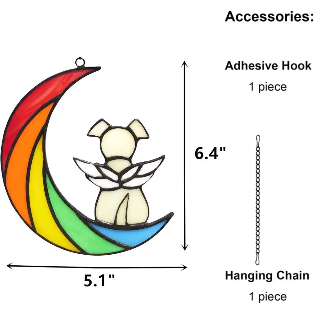 Stained Glass Rainbow Bridge Dog Memorial Suncatcher