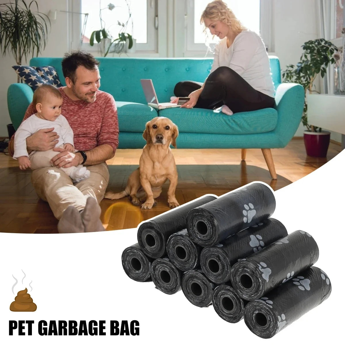 Biodegradable Dog Poop Bags Dispenser With 2 Rolls For Pets Outdoor Cleanup
