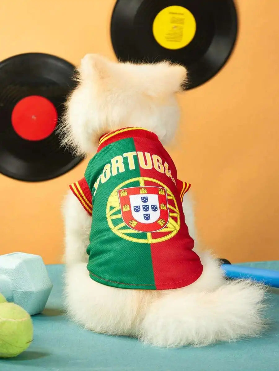 Mexican National Team Style Pet Jersey With Striped English Number Print