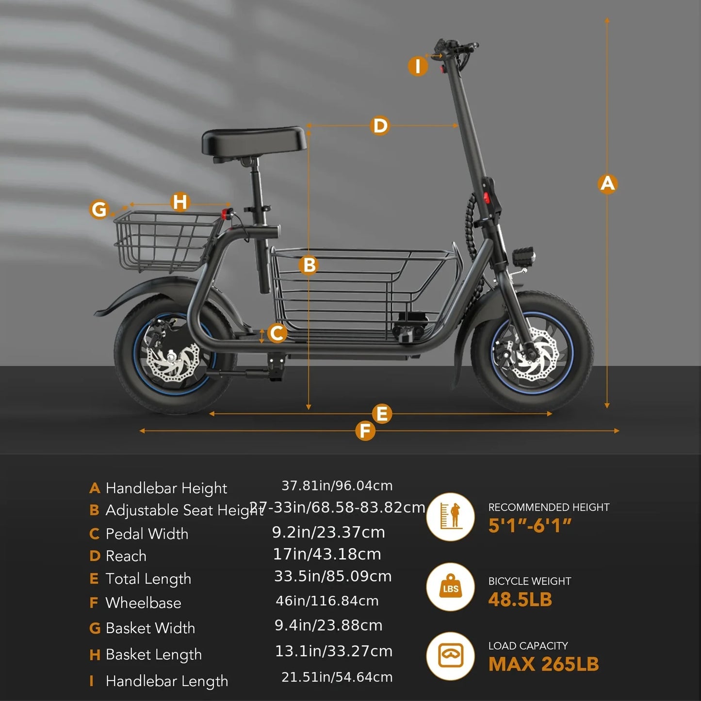 GYROOR Electric Scooter With Pet Basket For Adults Foldable