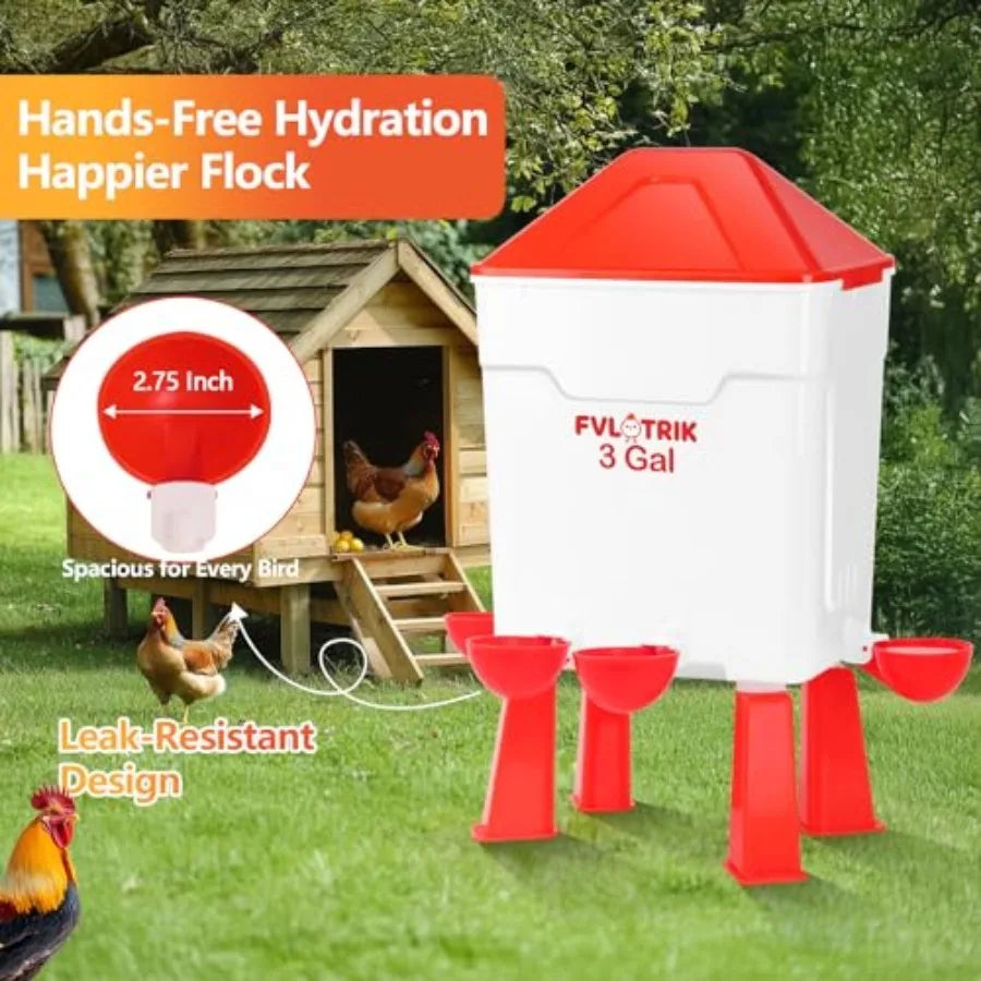 3 Gallon Chicken Waterer and Feeder Set with Durable Legs